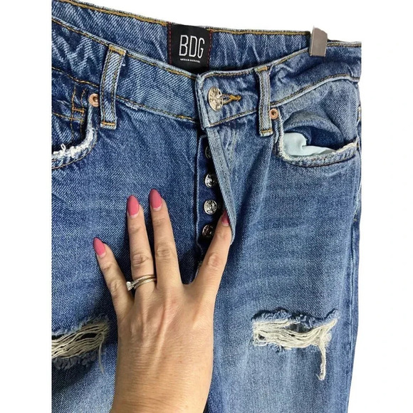 BDG High Rise Slim Straight Distressed Relaxed Fit Jeans-sz 26 - Picture 7 of 9